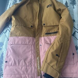 Two-Tone Brown and Pink Ski Jacket
